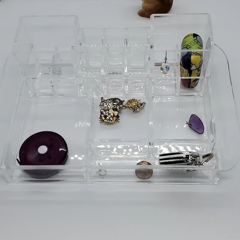 Caboodles clear acrylic makeup jewelry organizer compartment tray